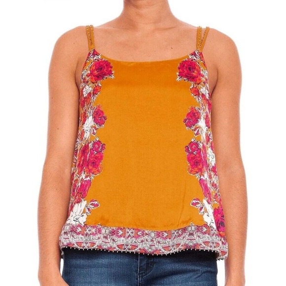 Free People Tops - NWOT Free People Move Lightly Cami In Yellow Beaded Boho spring Small revolve
